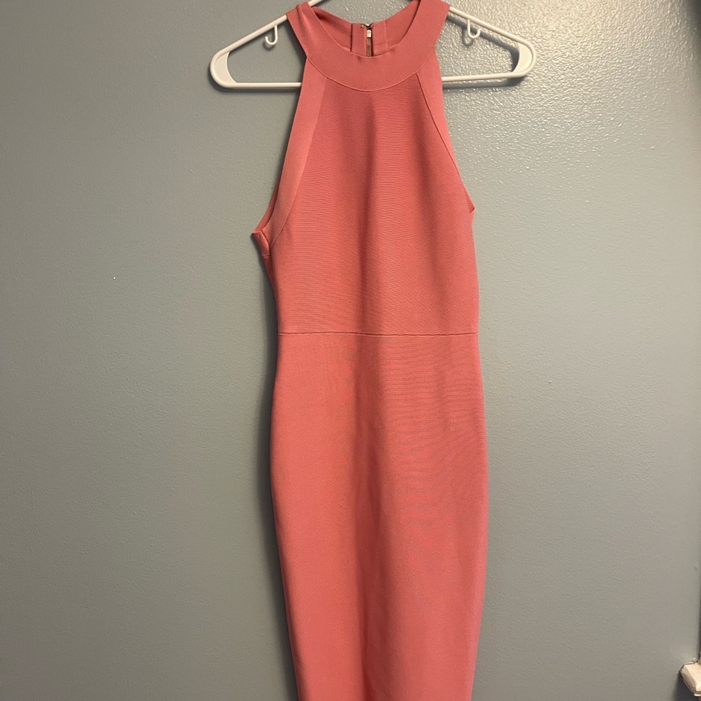 BCBGMaxAzria Coral Halter Midi Dress